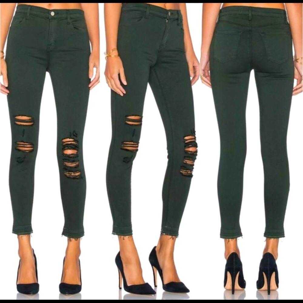J Brand Distressed Alana cropped jeans Green